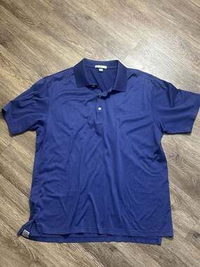 Peter Millar Men's Blue 100% Cotton Short Sleeve Polo Shirt Size L